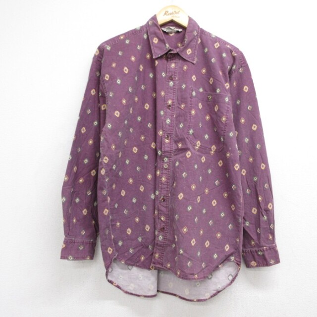WHITE OAK 90s 長袖シャツ ダイヤ柄 パープル メンズL相当 | 古着