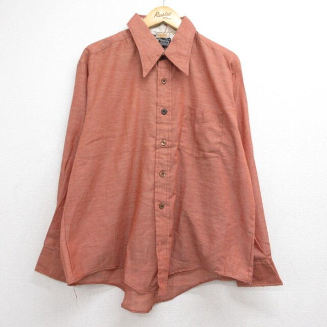 Fashion Classics 70s 長袖シャツ 胸ポケット バーガンディ メンズXL相当 | 古着
