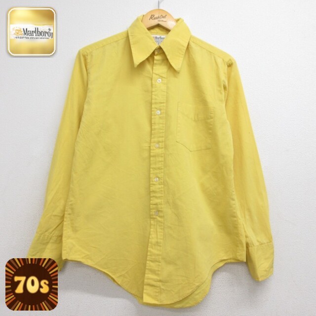 マルボロ 70s 長袖シャツ 胸ポケット イエロー メンズM相当 | 古着