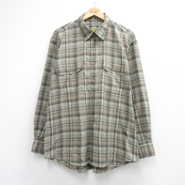 Cabela's 00s 長袖シャツ フラップポケット カーキチェック メンズXL相当 | 古着