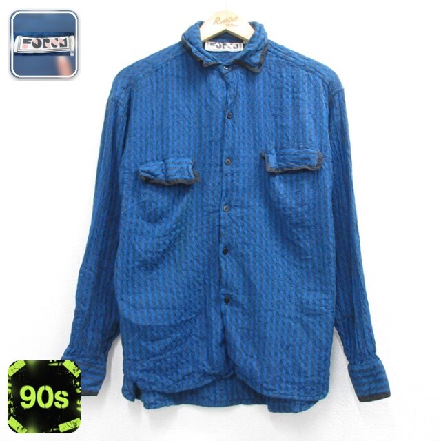 ブルースト 90s 長袖シャツ フラップポケット ストライプ メンズM相当 | 古着