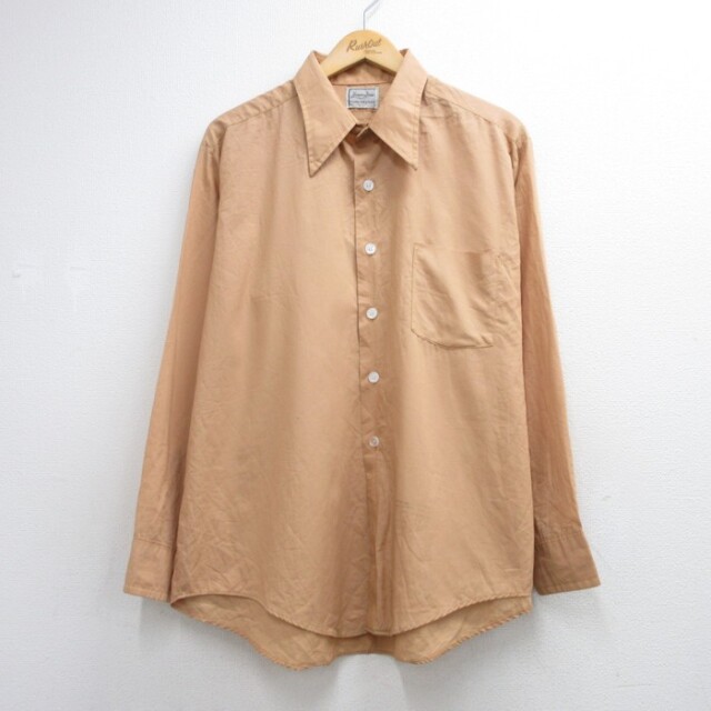 VAN HEUSEN 70s 長袖シャツ 胸ポケット ベージュ メンズXL相当 | 古着