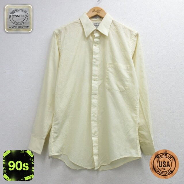 VAN HEUSEN 90s 長袖シャツ イエロー メンズM相当 | 古着