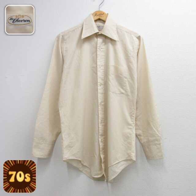Le Chevron 70s 長袖シャツ ベージュ メンズM相当 | 古着