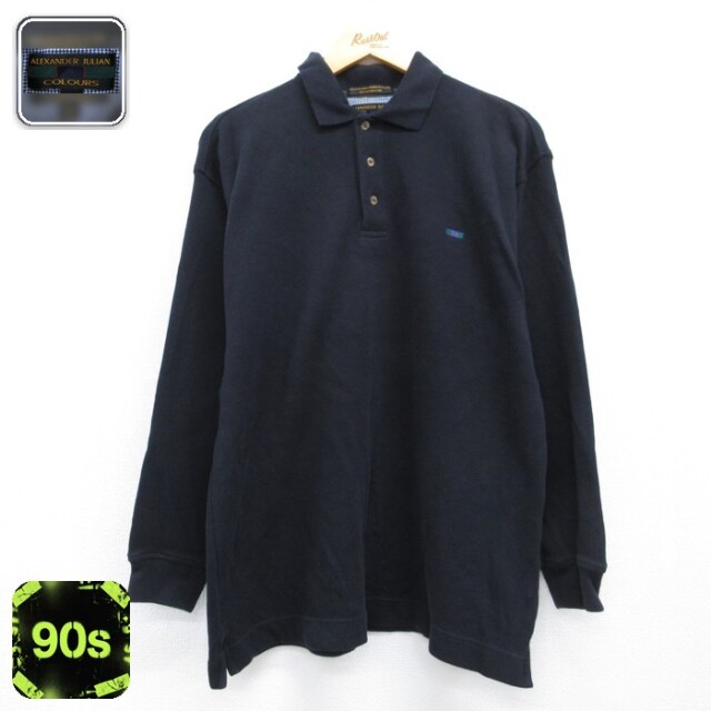 ALEXANDER JULIAN 90s 長袖ポロシャツ ブラック メンズL相当 | 古着
