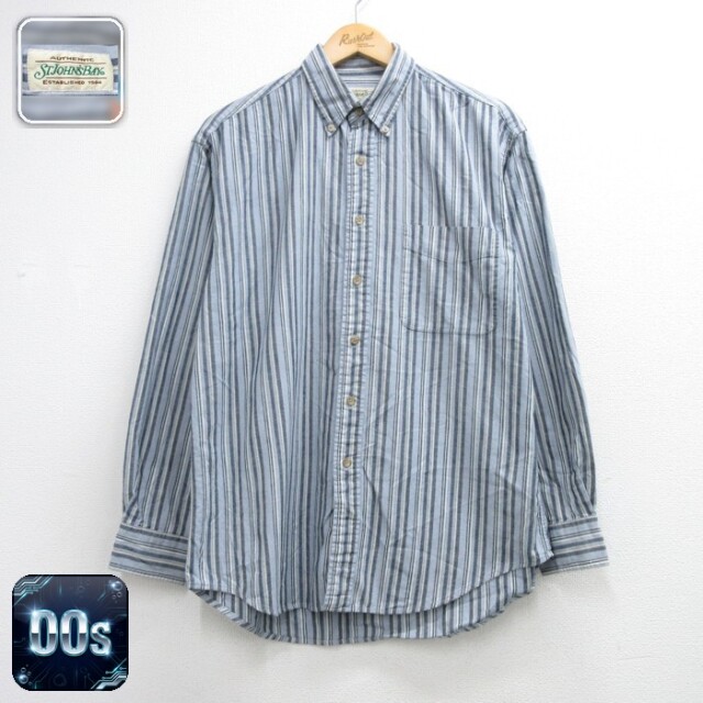 L★古着 St.John's Bay セントジョンズベイ 長袖 シャツ メンズ 00年代 00s 胸ポケット コットン ボタンダウン ストライプ【spe】 26sep07