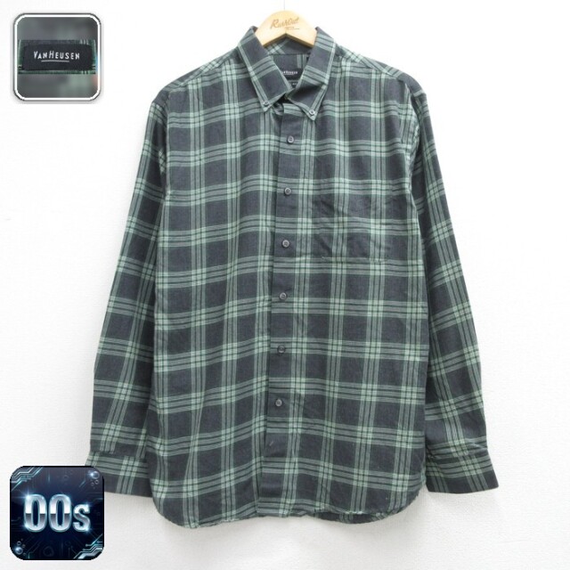 VAN HEUSEN 00s 長袖シャツ グリーンチェック メンズL相当 | 古着