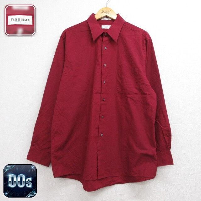 VAN HEUSEN 00s 長袖シャツ ポプリン バーガンディ メンズXL相当 | 古着