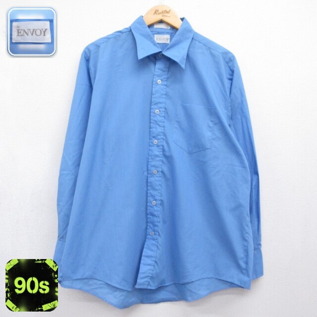 ENVOY 長袖 シャツ 90s 胸ポケット ブルー メンズXL相当 | 古着