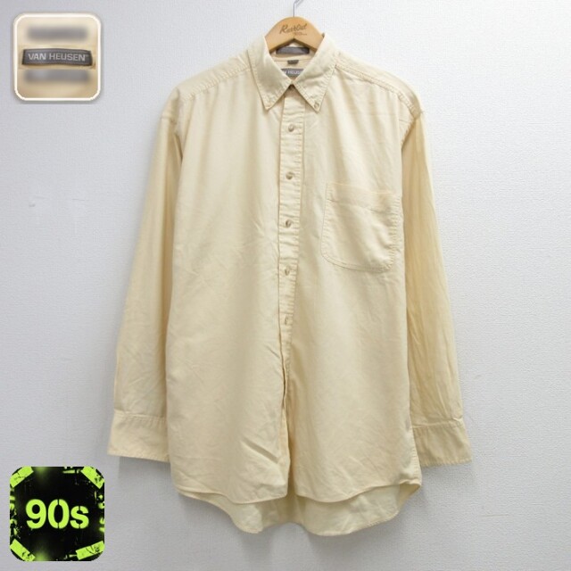 VAN HEUSEN 90s 長袖シャツ 胸ポケット イエロー メンズXL相当 | 古着