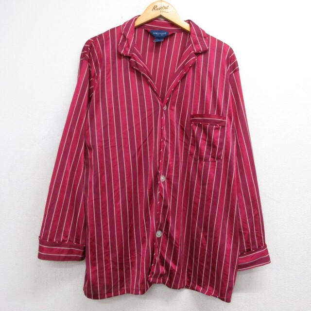 XL★古着 TOWNCRAFT タウンクラフト 長袖 シャツ ナイロン メンズ 90年代 90s パジャマ オープンカラー ストライプ USA製【spe】 26sep28