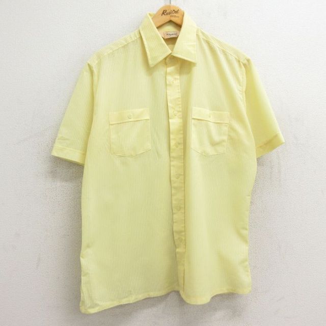 【50%OFF】80s 半袖シャツ イエローストライプ XL | 古着