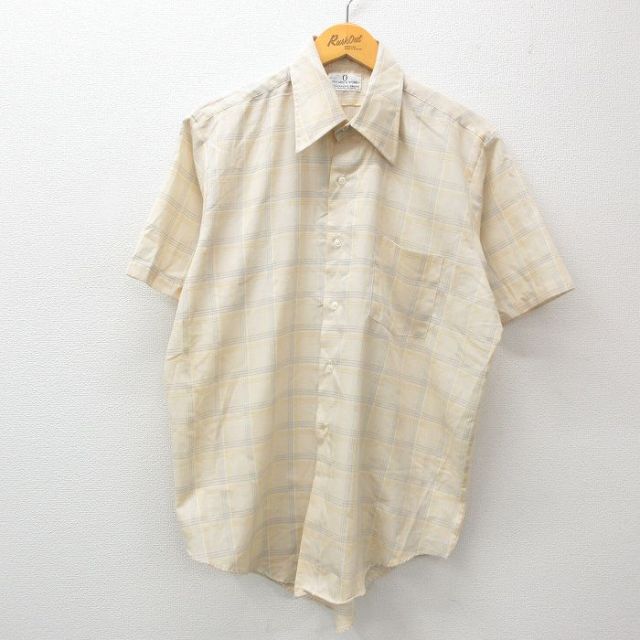90s 半袖シャツ ベージュチェック L | 古着