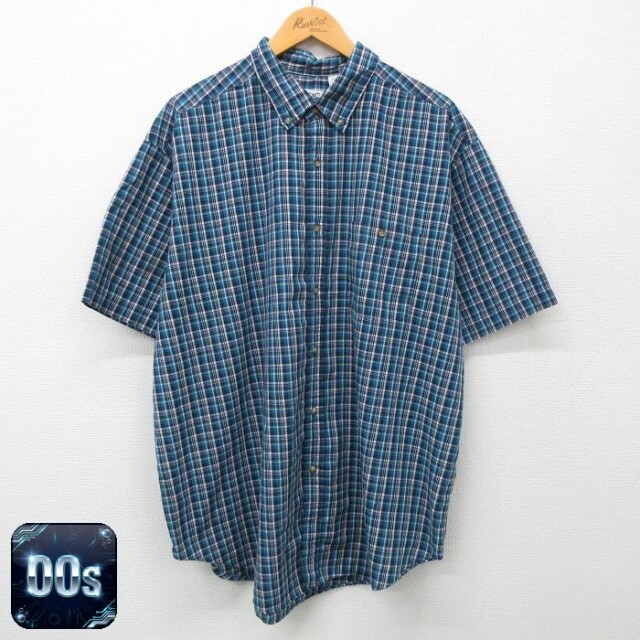 ベーシックエディションズ 00s 半袖シャツ ネイビーチェック XL | 古着