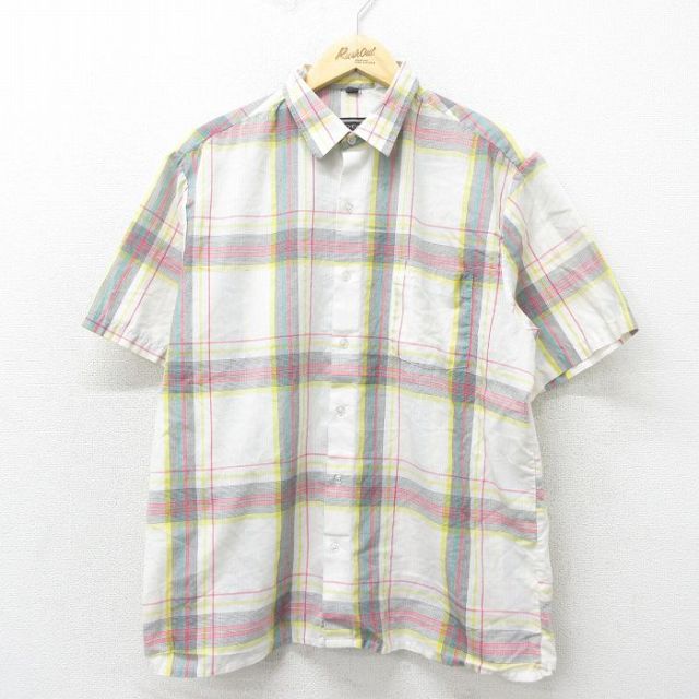 80s 半袖シャツ ホワイトチェック L | 古着