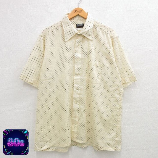 80s 半袖シャツ ドット イエロー XL | 古着