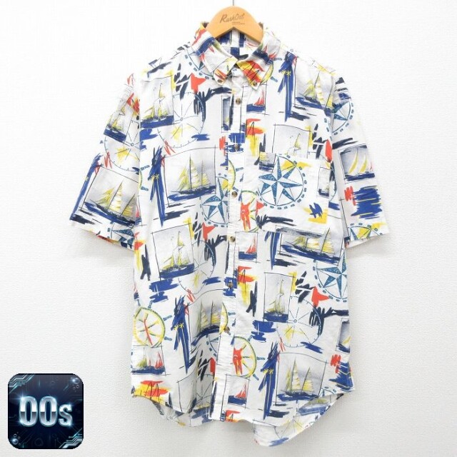 00s 半袖シャツ 船方位磁石 ホワイト XL | 古着
