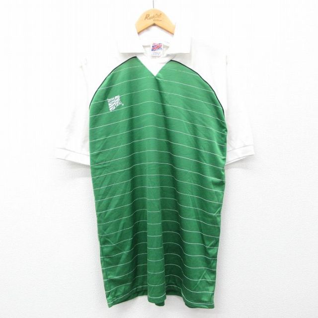 90s 半袖サッカーシャツ ユニオンジャック グリーン L | 古着