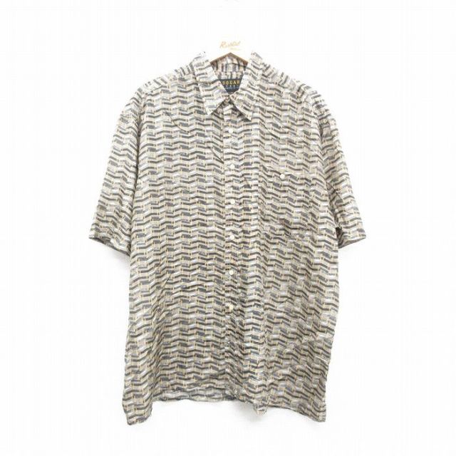 【50%OFF】00s 半袖シャツ 総柄 ベージュ XL | 古着