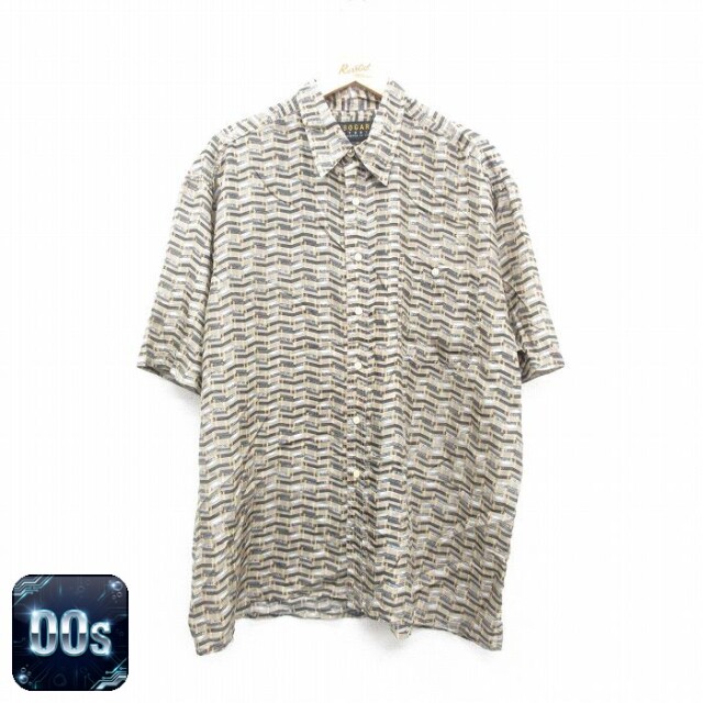 【50%OFF】00s 半袖シャツ 総柄 ベージュ XL | 古着