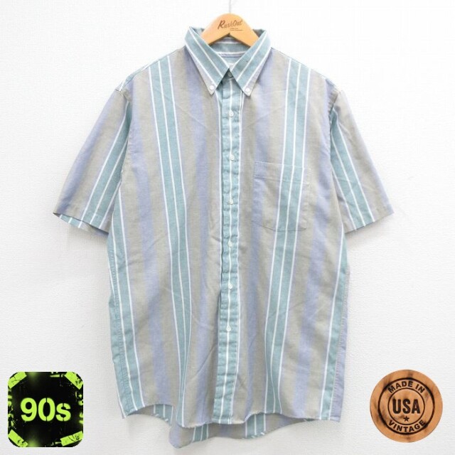 【50%OFF】アロー 90s 半袖シャツ ネイビーストライプ L | 古着