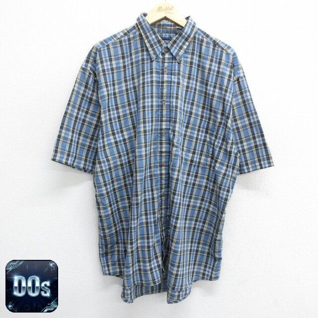 ピューリタン 00s 半袖シャツ ネイビーチェック XL | 古着