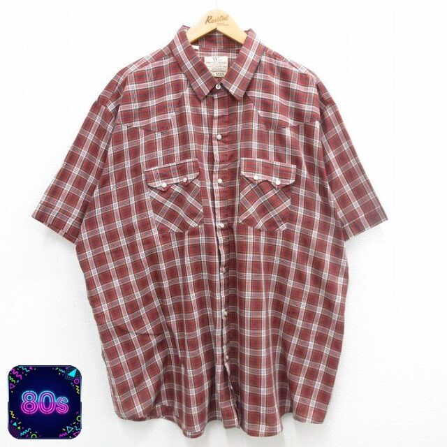 DEE CEE 80s 半袖ウエスタンシャツ レッドチェック XL | 古着