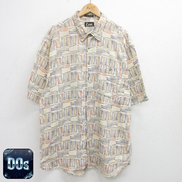 【50%OFF】00s 半袖シャツ 総柄 ベージュ XL | 古着