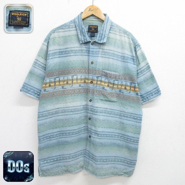 【50%OFF】ウールリッチ 00s 半袖シャツ 魚ルアー ネイビー XL | 古着