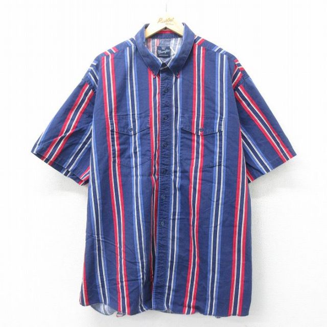 Wrangler 00s 半袖ウエスタンシャツ ネイビーストライプ XL | 古着
