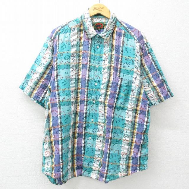 【50%OFF】ボストントレーダーズ 00s 半袖シャツ ブルーグリーン XL | 古着