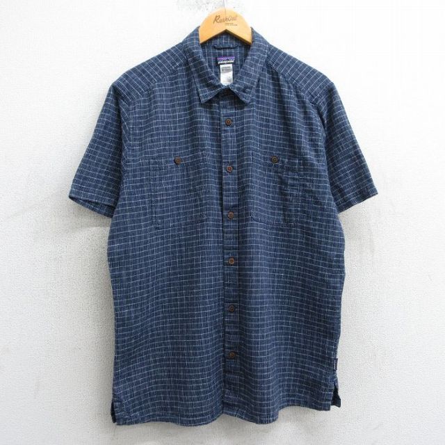 L★古着 パタゴニア patagonia 半袖 シャツ メンズ 紺他 ネイビー 25apr01 中古 トップス