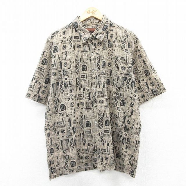 XL★古着 半袖 シャツ メンズ 90年代 90s 大きいサイズ コットン ボタンダウン USA製 濃紺他 ネイビー チェック 25apr01 中古 トップス