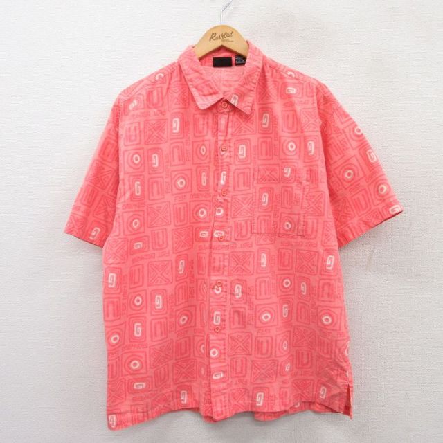 XL★古着 半袖 シャツ メンズ 00年代 00s コットン ピンク他 25apr03 中古 トップス