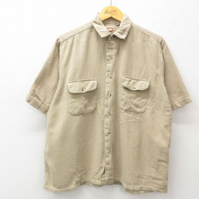 L★古着 バナナリパブリック BANANA REPUBLIC 半袖 ブランド シャツ メンズ 80年代 80s コットン ベージュ カーキ 【spe】 25apr03 中古 トップス