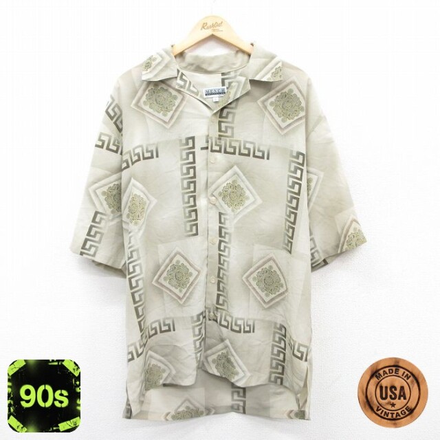 【50%OFF】90s 半袖シャツ 開襟 グリーン XL | 古着
