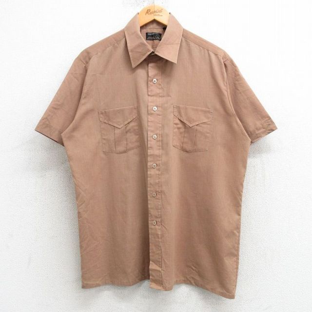 L★古着 JCペニー 半袖 シャツ メンズ 70年代 70s 茶 ブラウン 25apr04 中古 トップス