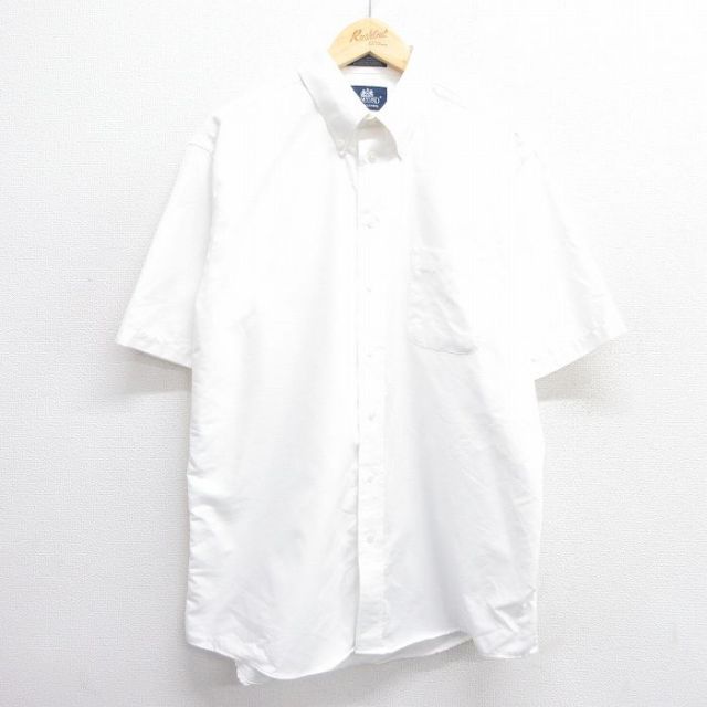 XL★古着 半袖 シャツ メンズ 00年代 00s ロング丈 ボタンダウン 白 ホワイト 25apr04 中古 トップス