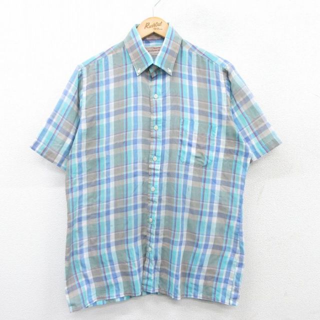 アロー 90s 半袖シャツ ネイビーチェック L | 古着