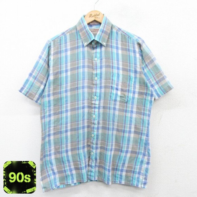 【50%OFF】アロー 90s 半袖シャツ ネイビーチェック L | 古着