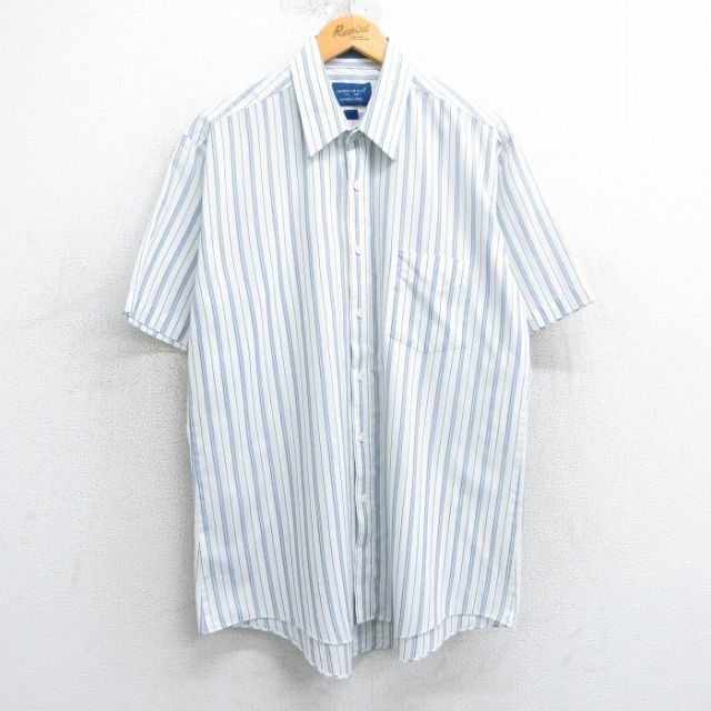 L★古着 タウンクラフト 半袖 シャツ メンズ 90年代 90s 白他 ホワイト ストライプ 25apr07 中古 トップス