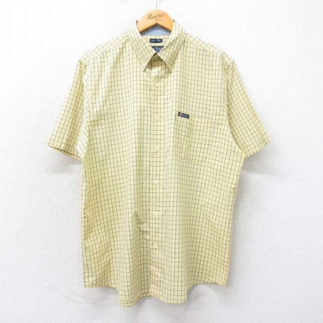 XL★古着 チャップス 半袖 シャツ メンズ ボタンダウン 黄他 イエロー チェック 25apr07 中古 トップス