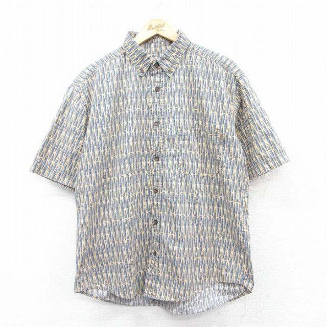 L★古着 ウールリッチ WOOLRICH 半袖 シャツ メンズ コットン ボタンダウン 青他 ブルー 25apr07 中古 トップス