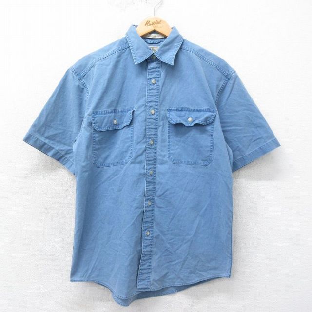 M★古着 エルエルビーン LLBEAN 半袖 シャツ メンズ 00年代 00s コットン 薄紺 ネイビー 25apr07 中古 トップス