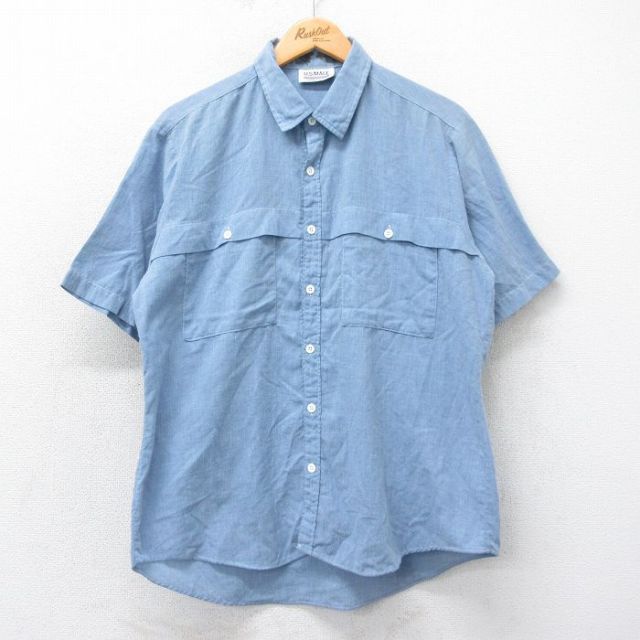 L★古着 半袖 シャンブレー シャツ メンズ 90年代 90s US MAIL USA製 薄紺 ネイビー 25apr07 中古 トップス