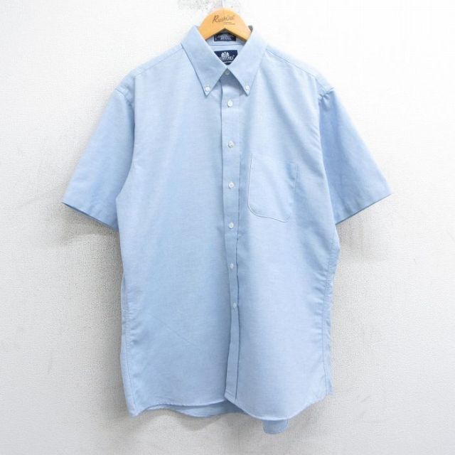 XL★古着 半袖 シャツ メンズ 90年代 90s オックスフォード ボタンダウン USA製 薄紺 ネイビー 25apr10 中古 トップス