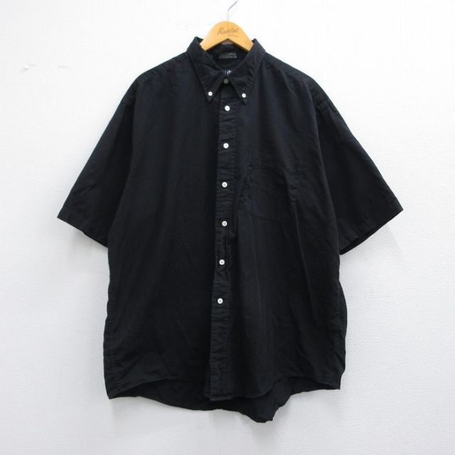 XL★古着 ノーティカ NAUTICA 半袖 ブランド シャツ メンズ 90年代 90s ワンポイントロゴ 大きいサイズ コットン ボタンダウン 黒 ブラック 【spe】 25apr10 中古 トップス