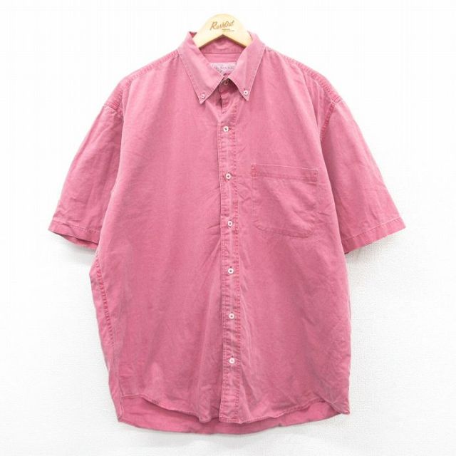 XL★古着 バナナリパブリック BANANA REPUBLIC 半袖 ブランド シャツ メンズ 00年代 00s 大きいサイズ コットン ボタンダウン ピンク 【spe】 25apr12 中古 トップス