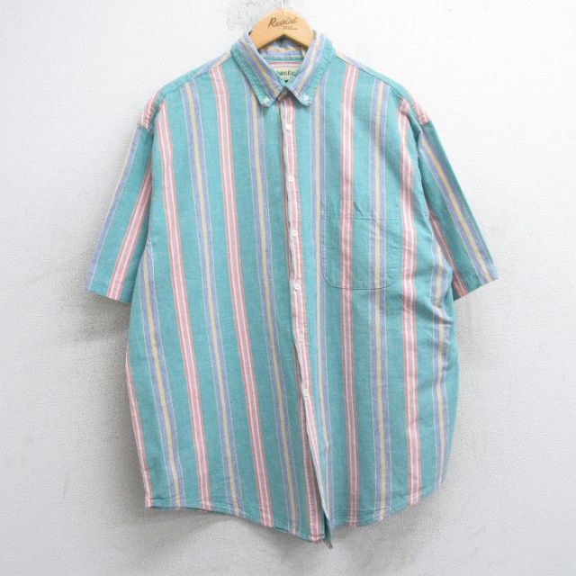 【50%OFF】セントジョンズベイ 90s 半袖シャツ グリーンストライプ XL | 古着