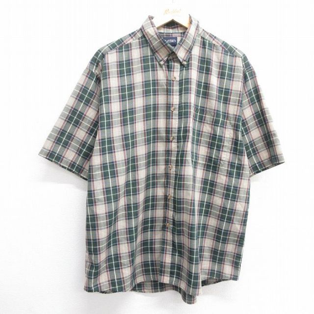 ピューリタン 00s 半袖シャツ カーキチェック XL | 古着